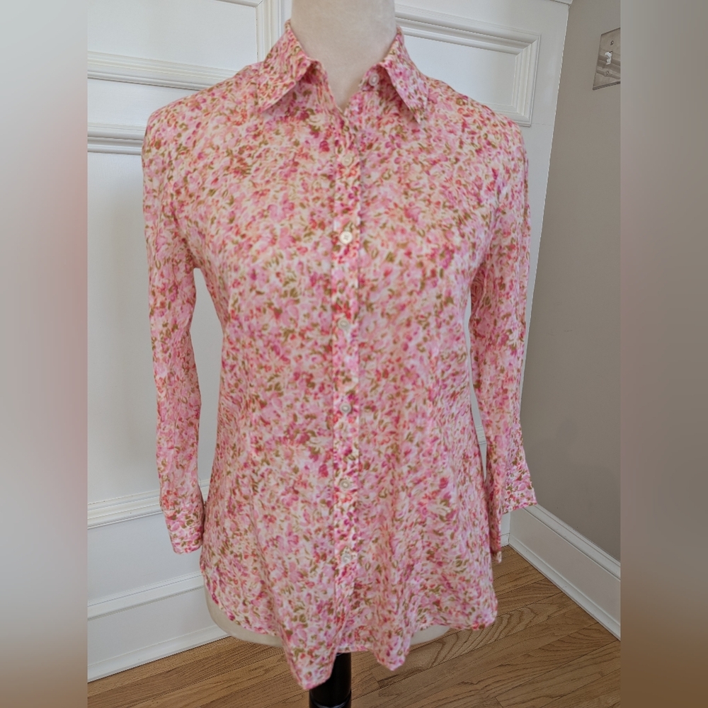Talbots Pink Floral Blouse